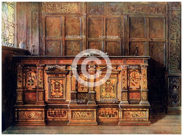 Inlaid muniment chest, 1910.Artist: Edwin Foley