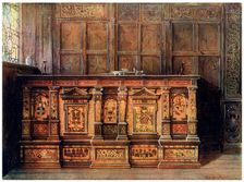 Inlaid muniment chest, 1910.Artist: Edwin Foley