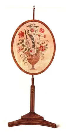 Inlaid Mahogany Pole Screen, 1908. Creator: Shirley Slocombe