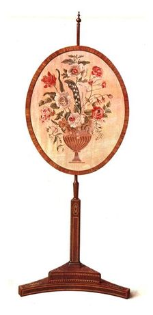 Inlaid Mahogany Pole Screen, 1908. Creator: Shirley Slocombe