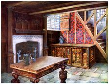 Inlaid Nonsuch chest, 1910.Artist: Edwin Foley