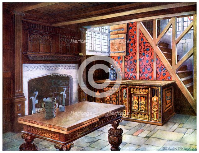Inlaid Nonsuch chest, 1910.Artist: Edwin Foley