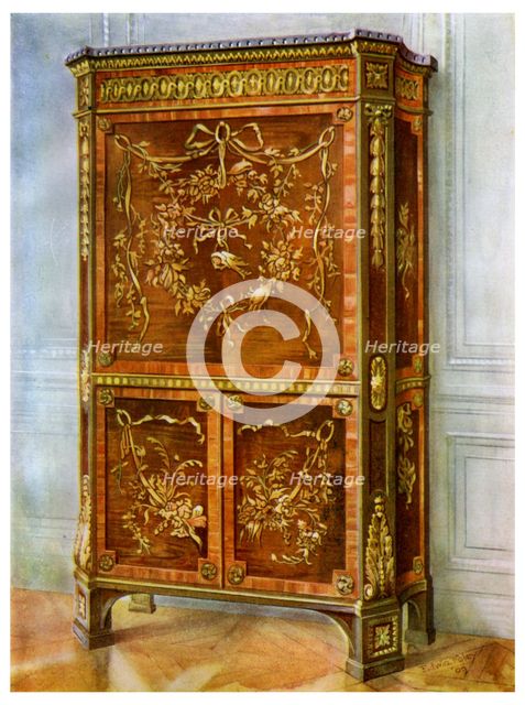 Inlaid ormolu mounted upright secretaire, French, 1911-1912.Artist: Edwin Foley