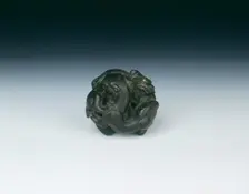 Inlaid bronze tiger and bear weight, Western Han dynasty, China, 206 BC-8 AD. Creator: Unknown