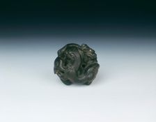 Inlaid bronze tiger and bear weight, Western Han dynasty, China, 206 BC-8 AD. Creator: Unknown