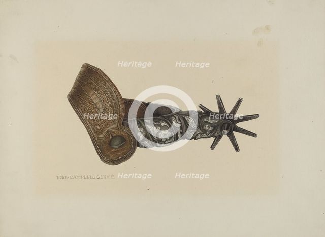 Inlaid Spur, c. 1937. Creator: Rose Campbell-Gerke.