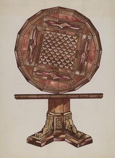 Inlaid Wood Table, c. 1936. Creator: Sebastian Simonet