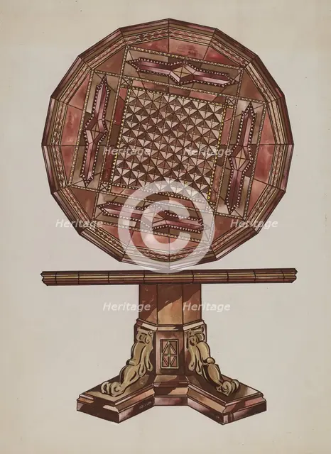 Inlaid Wood Table, c. 1936. Creator: Sebastian Simonet.