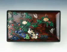 Inlaid zitan wood covered box, China, 2nd half of the 16th century. Creator: Unknown