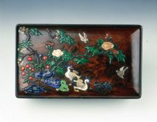 Inlaid zitan wood covered box, China, 2nd half of the 16th century. Creator: Unknown
