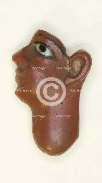 Inlay Depicting the Face of a King, Egypt, Late Period-Ptolemaic Period (about 7th-1st century BCE). Creator: Unknown.