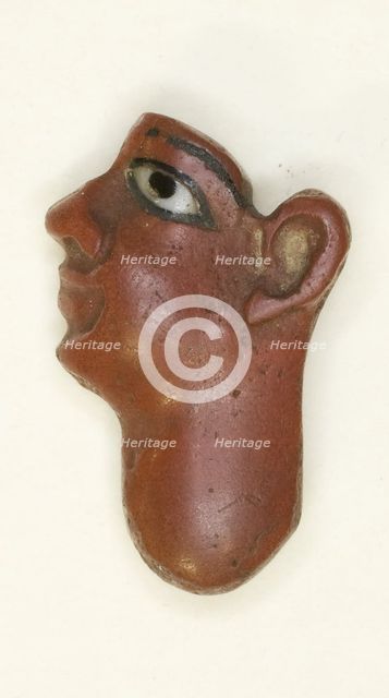 Inlay Depicting the Face of a King, Egypt, Late Period-Ptolemaic Period (about 7th-1st century BCE). Creator: Unknown.