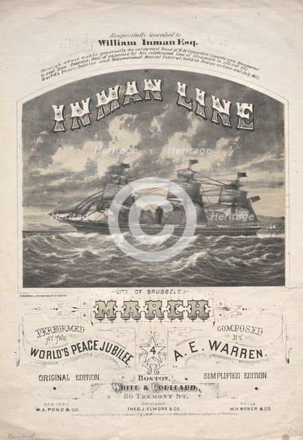Inman Line March, 1872. Creator: J. H. Bufford (American, 1810-1870).