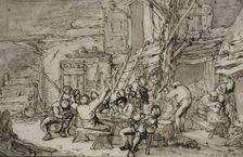 Inn interior with violin player, c.1640-1645. Creator: Adriaen van Ostade