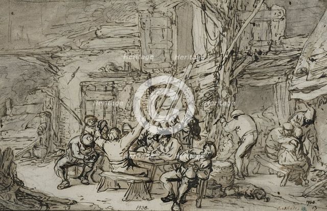 Inn interior with violin player, c.1640-1645. Creator: Adriaen van Ostade.