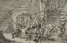 Inn interior with violin player, c.1640-1645. Creator: Adriaen van Ostade