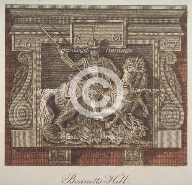 Inn sign for the George and Dragon Inn, Bennet's Hill, City of London, 1814. Artist: John Pass
