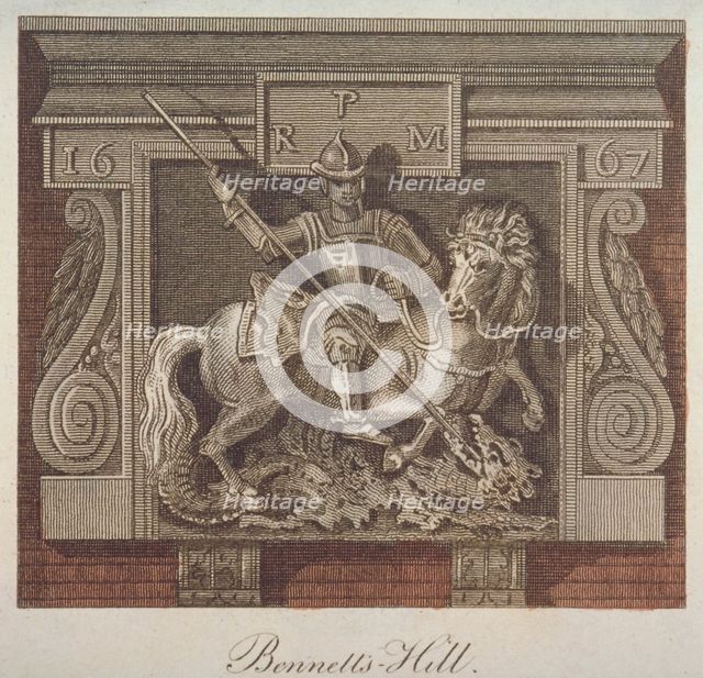 Inn sign for the George and Dragon Inn, Bennet's Hill, City of London, 1814. Artist: John Pass