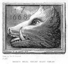 Inn sign from the Boar's Head Tavern, Eastcheap, London, 19th century.Artist: J Tingle