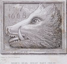 Inn sign from the Boar's Head Tavern, Eastcheap, London, (1850?). Artist: Anon