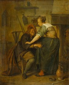 Inn with Guest and Serving Maid ("The Importunate Guest"), c1665. Creator: Jan Steen