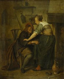 Inn with Guest and Serving Maid ("The Importunate Guest"), c1665. Creator: Jan Steen