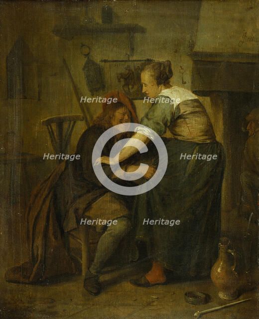 Inn with Guest and Serving Maid ("The Importunate Guest"), c1665. Creator: Jan Steen.