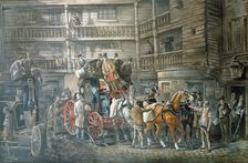 Inn yard with Mail Coach preparing to leave, c1840