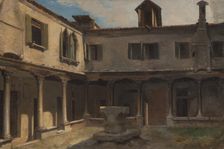 Inner courtyard of an Italian convent, c.1830. Creator: Unknown