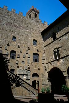 Inner courtyard of the Palazzo del Bargello, Florence, Tuscany, Italy, 1999. Creator: LTL