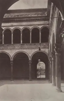 Inner courtyard, Palazzo Bevilacqua, Bologna, between 1880-1886. Creator: Giorgio Sommer