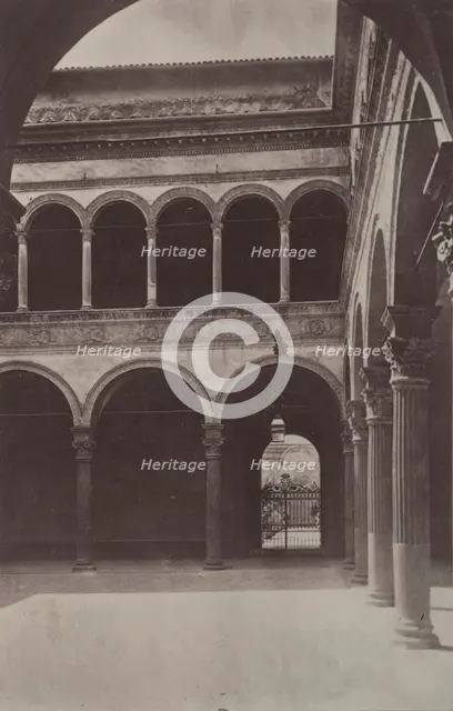 Inner courtyard, Palazzo Bevilacqua, Bologna, between 1880-1886. Creator: Giorgio Sommer.