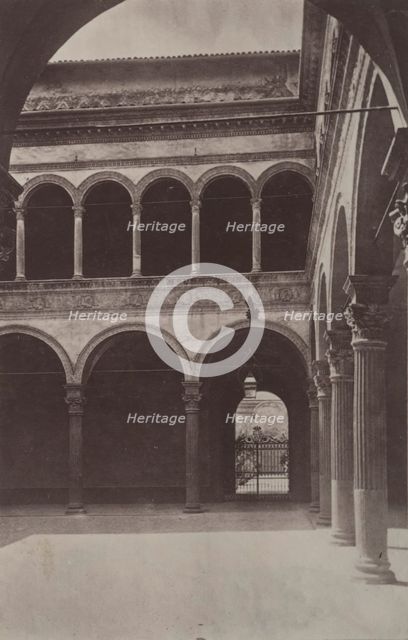 Inner courtyard, Palazzo Bevilacqua, Bologna, between 1880-1886. Creator: Giorgio Sommer.