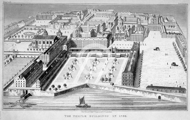 Inner and Middle Temple, City of London, 1720.                                                       Artist: Anon