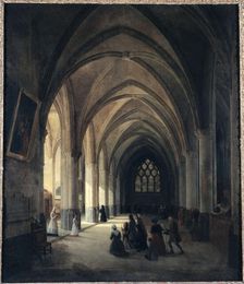 Inner view of the Saint-Benoit-le-Bestoune church: southern nave, 1838. Creator: Louis Courtin
