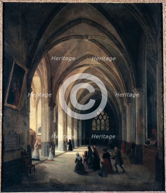 Inner view of the Saint-Benoit-le-Bestoune church: southern nave, 1838. Creator: Louis Courtin.