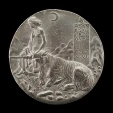 Innocence and Unicorn in a Moonlit Landscape [reverse], 1447. Creator: Pisanello