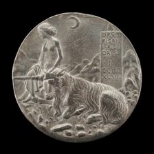 Innocence and Unicorn in a Moonlit Landscape [reverse], 1447. Creator: Pisanello