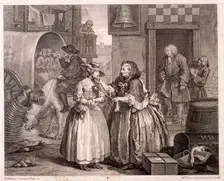 Innocence betrayed, or the journey to London plate I of The Harlot's Progress, 1732. Artist: William Hogarth