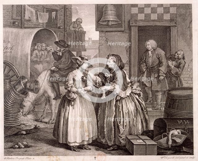 'Innocence betrayed, or the journey to London', plate I of The Harlot's Progress, 1732. Artist: William Hogarth