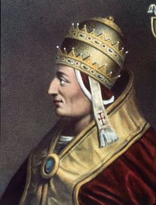Innocent III (1160-1216), Pope (1198-1216), Lithograph ob History of the Council 1870