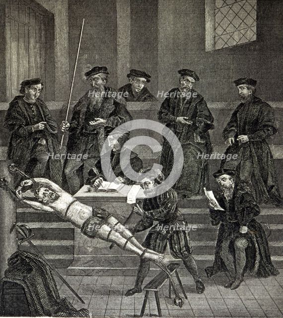 Inquisition, application of torture before judges.