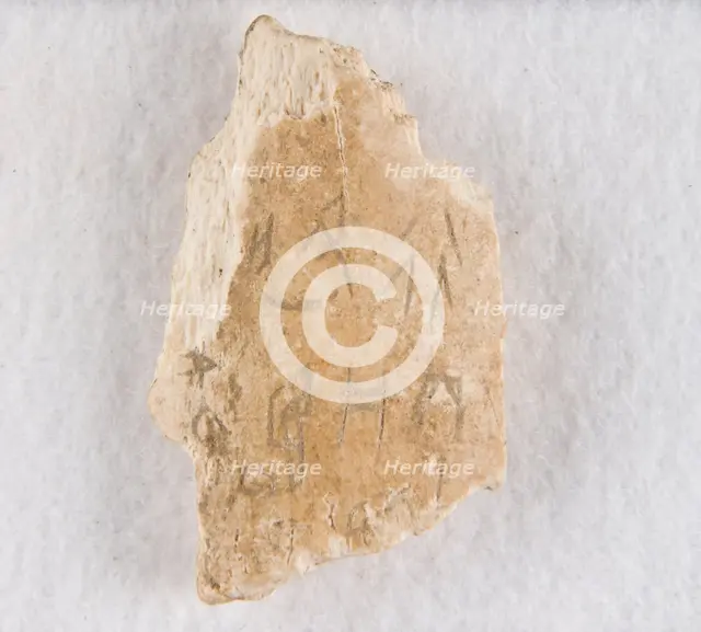 Inscribed bone fragment ("oracle bone"), Late Shang dynasty, ca. 1300-1050 BCE. Creator: Unknown.