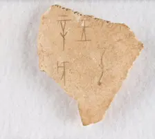Inscribed bone fragment ("oracle bone"), Late Shang dynasty, ca. 1300-1050 BCE. Creator: Unknown