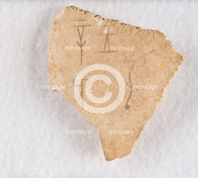 Inscribed bone fragment ("oracle bone"), Late Shang dynasty, ca. 1300-1050 BCE. Creator: Unknown.
