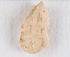 Inscribed bone fragment ("oracle bone"), Late Shang dynasty, ca. 1300-1050 BCE. Creator: Unknown