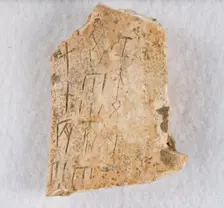 Inscribed bone fragment ("oracle bone"), Late Shang dynasty, ca. 1300-1050 BCE. Creator: Unknown