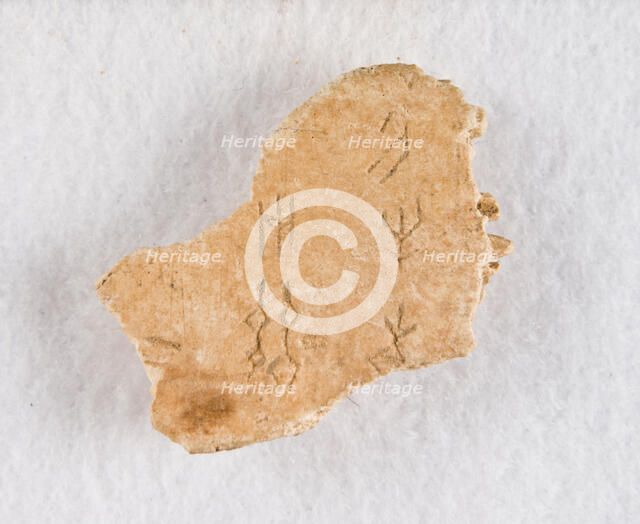Inscribed bone fragment ("oracle bone"), Late Shang dynasty, ca. 1300-1050 BCE. Creator: Unknown.