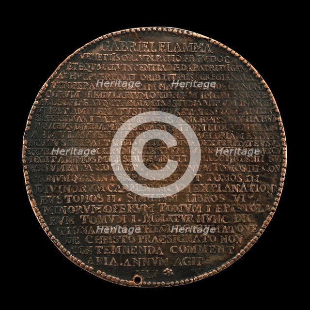 Inscribed Record of Fiamma's Life and Works [reverse], 1578. Creator: Giovanni Battista Cambio.