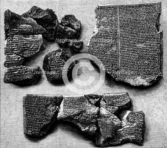 Inscribed stone, giving an account of the Deluge, 1873. Creator: Unknown.